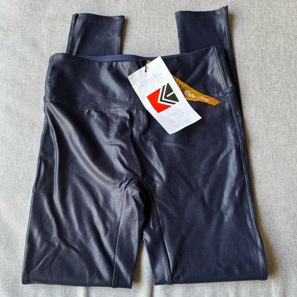 Retro Gong Faux Leather Leggings Stretch High Waisted Pleather